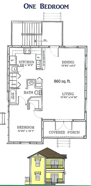 Taylor Row Floor Plan One Bedroom Unit