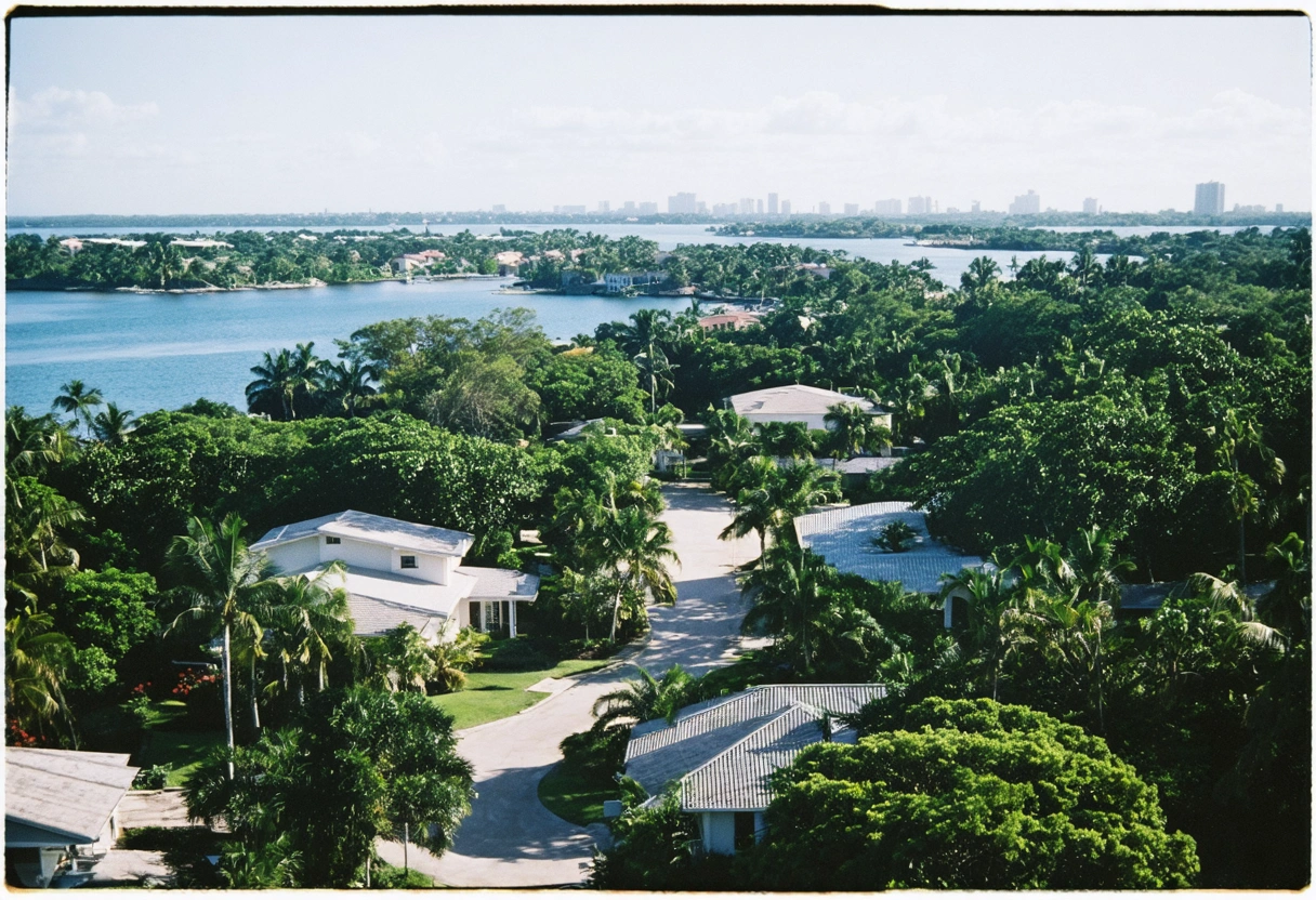 Aerial view of Punta Gorda properties with greenery and waterfront