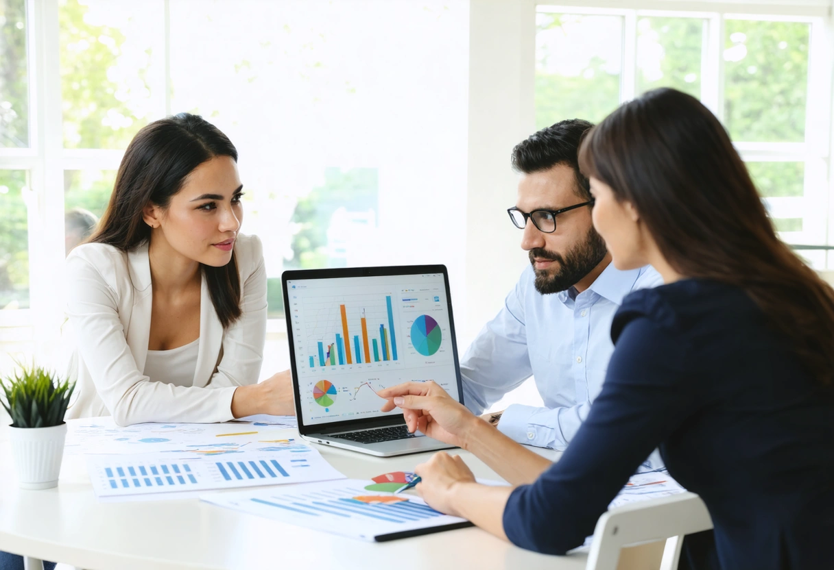 Aerial view of Punta Gorda apartment complex with palm trees.